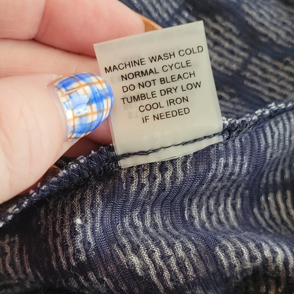 Pixley High Low Deep Blue White Aqua Geometric Honeycomb Tank Top Size Small - Picture 10 of 10